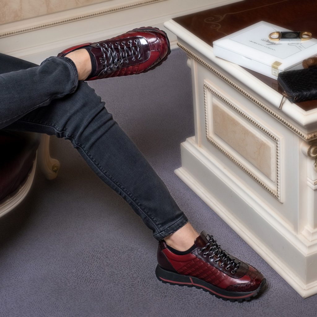 Guardi Luxury Handmade Red Python Leather Shoes for Men